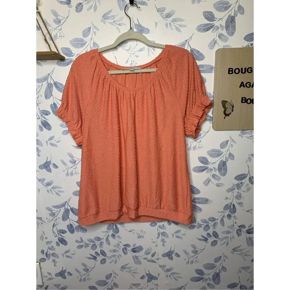 Loft Short Sleeve Polka Swiss Dot Blouse Size L - Picture 2 of 6